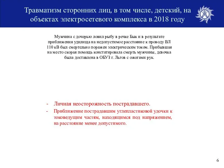 Травматизм сторонних лиц, в том числе, детский, на объектах электросетевого комплекса