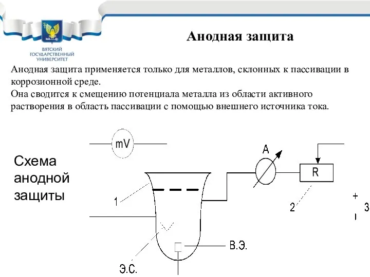 Анодная защита применяется только для металлов, склонных к пассивации в коррозионной