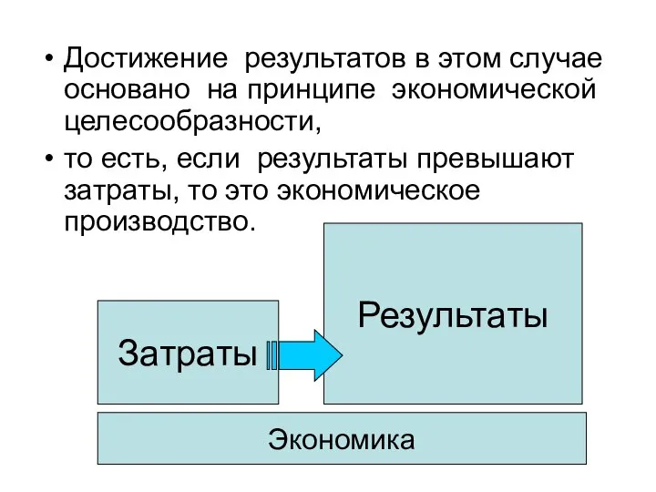 Достижение результатов в этом случае основано на принципе экономической целесообразности, то