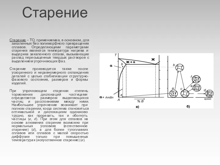 Старение Старение – ТО, применяемая, в основном, для закаленных без полиморфного