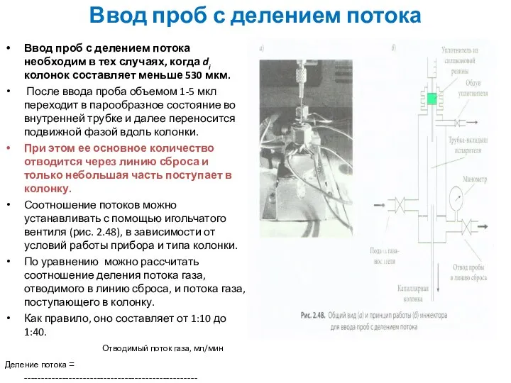 Ввод проб с делением потока Ввод проб с делением потока необходим