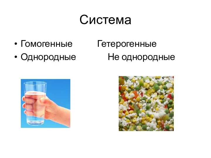 Система Гомогенные Гетерогенные Однородные Не однородные