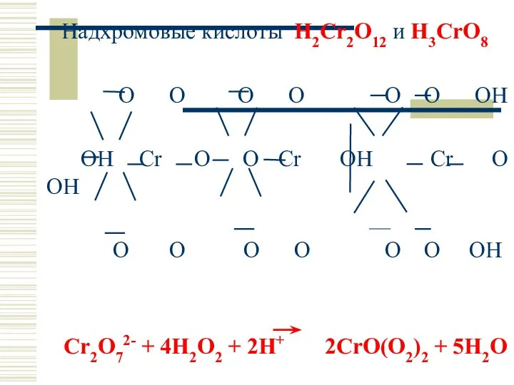 Надхромовые кислоты H2Cr2O12 и H3CrO8 O O O O O O