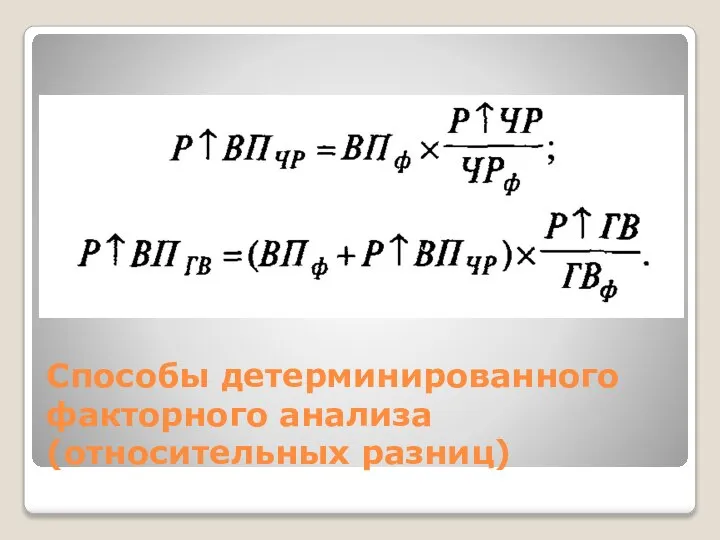 Способы детерминированного факторного анализа (относительных разниц)