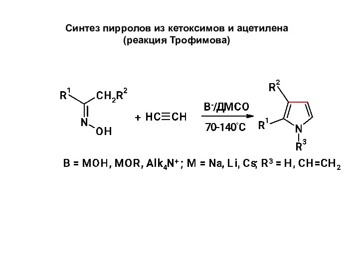 Синтез пирролов из кетоксимов и ацетилена (реакция Трофимова)