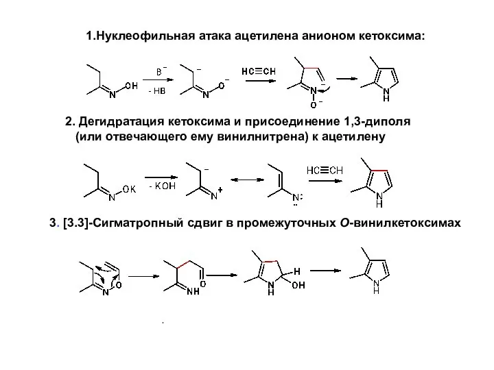 Нуклеофильная атака ацетилена анионом кетоксима: 2. Дегидратация кетоксима и присоединение 1,3-диполя