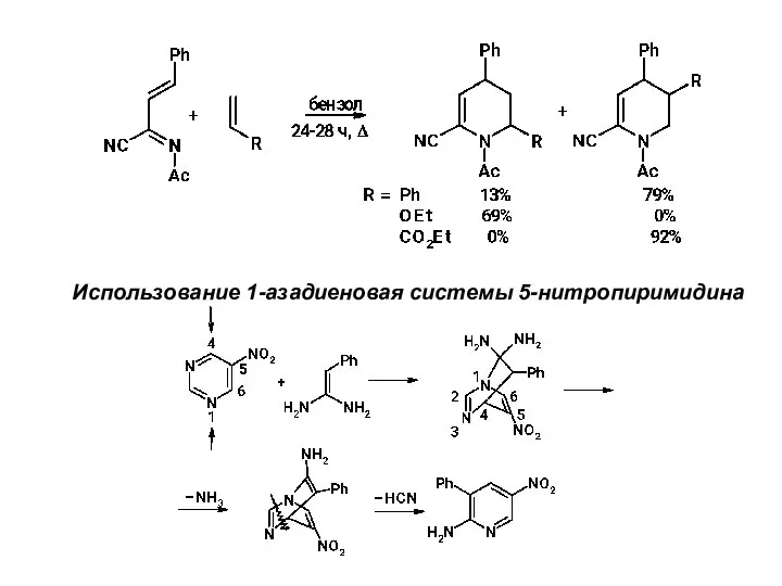 Использование 1-азадиеновая системы 5-нитропиримидина