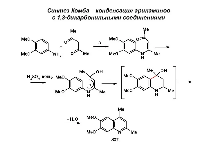 Синтез Комба – конденсация ариламинов с 1,3-дикарбонильными соединениями