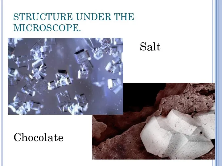 STRUCTURE UNDER THE MICROSCOPE. Salt Chocolate