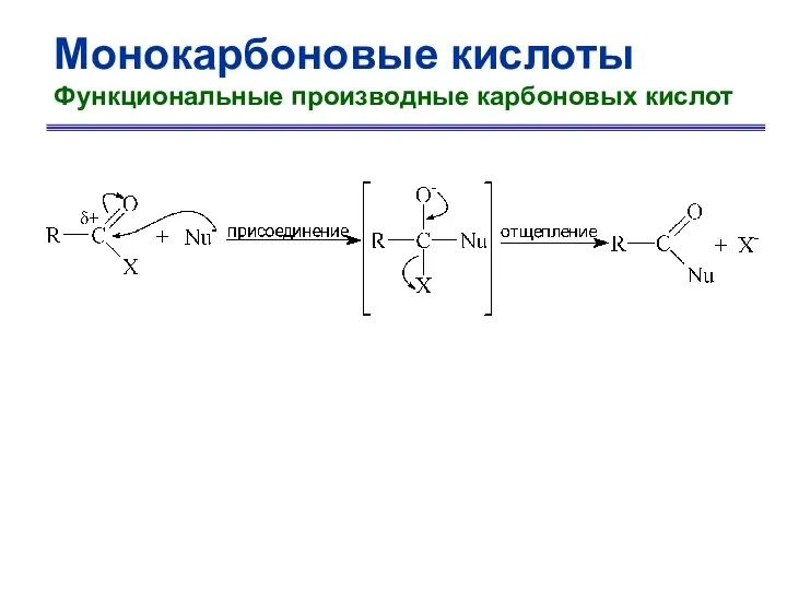 Монокарбоновые кислоты Функциональные производные карбоновых кислот