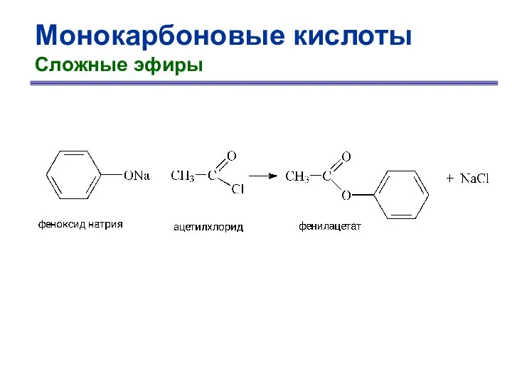 Монокарбоновые кислоты Сложные эфиры