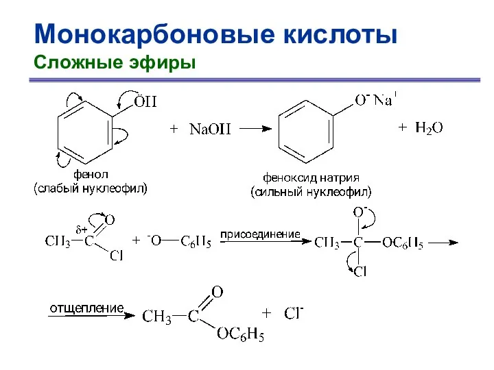 Монокарбоновые кислоты Сложные эфиры