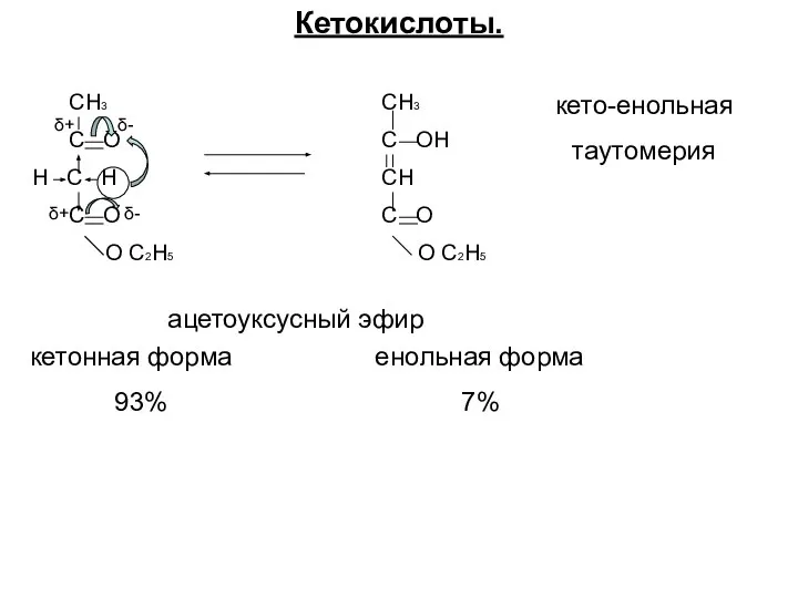 Кетокислоты. СH3 C O H C H C O O C2H5