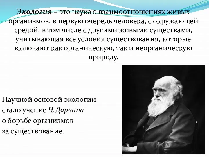 Экология – это наука о взаимоотношениях живых организмов, в первую очередь