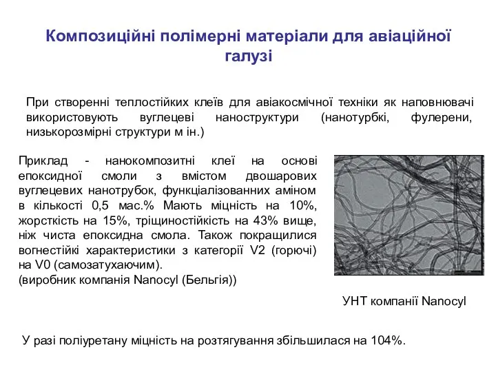 Композиційні полімерні матеріали для авіаційної галузі При створенні теплостійких клеїв для