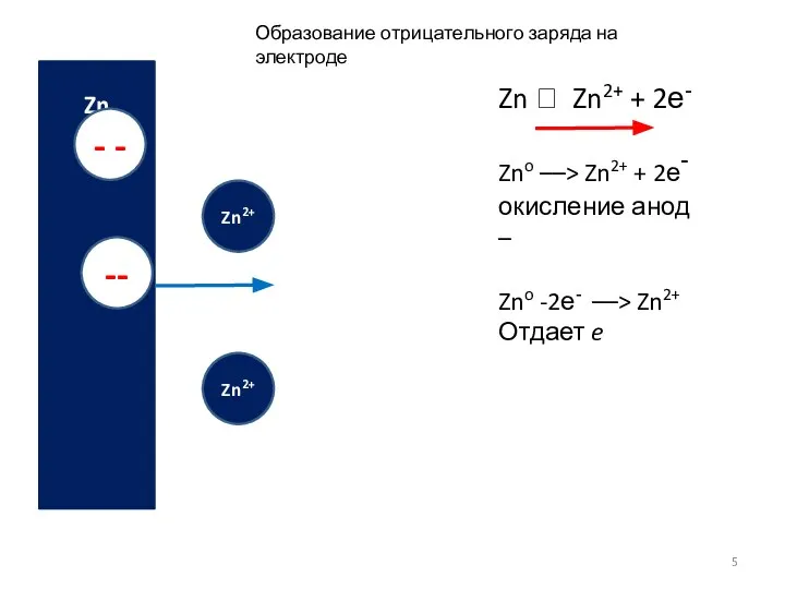 Zn2+ Zn2+ Zn2+ Zn2+ Zn2+ Zn - - -- Zn2+ Zn2+