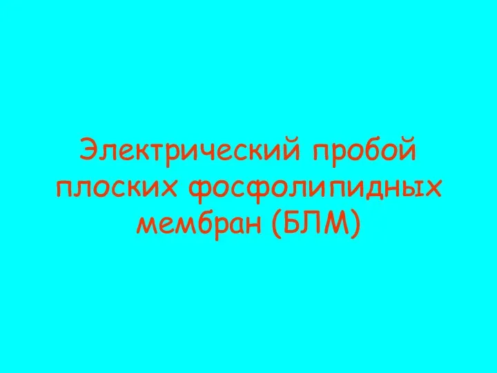 Электрический пробой плоских фосфолипидных мембран (БЛМ)