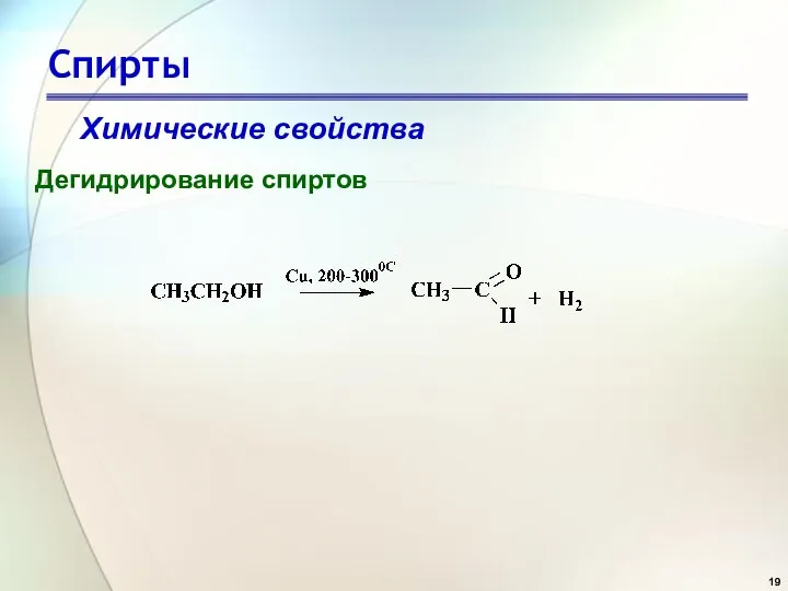 Спирты Химические свойства Дегидрирование спиртов