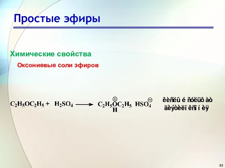 Простые эфиры Оксониевые соли эфиров Химические свойства