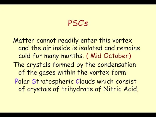 PSC’s Matter cannot readily enter this vortex and the air inside