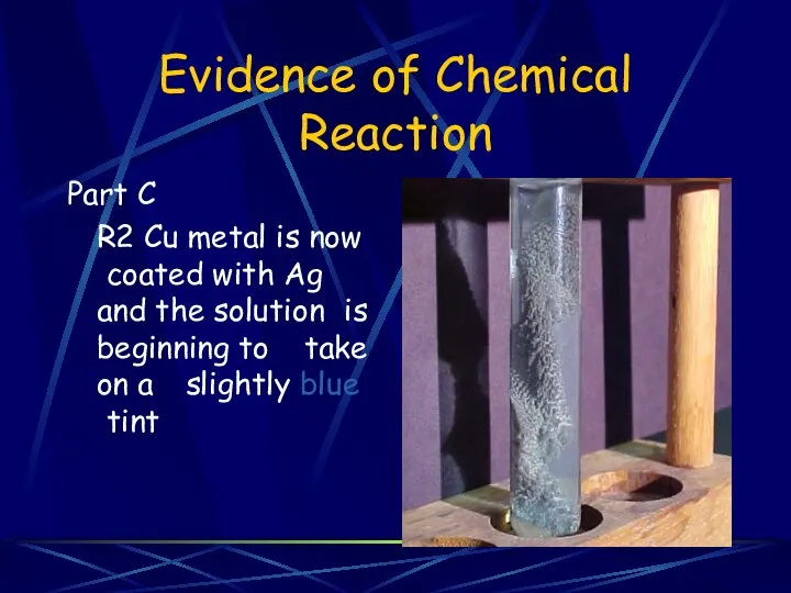 Evidence of Chemical Reaction Part C R2 Cu metal is now
