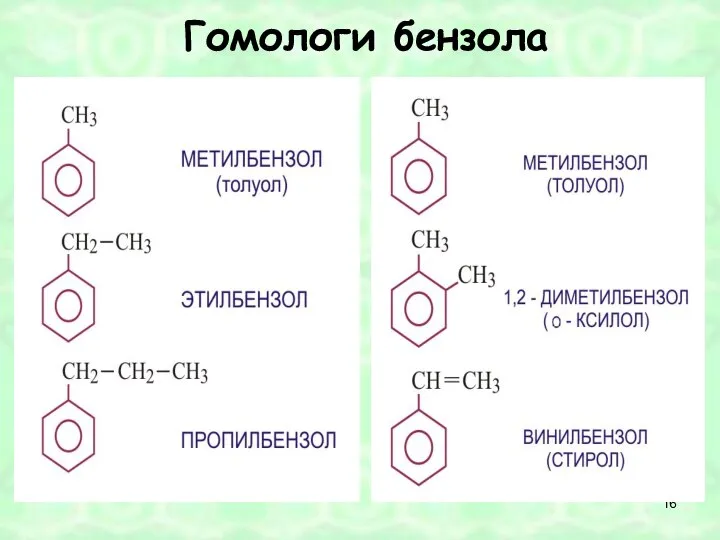 Гомологи бензола