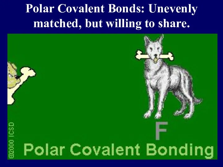 Polar Covalent Bonds: Unevenly matched, but willing to share.