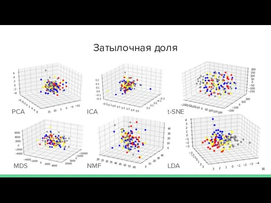 Затылочная доля PCA ICA t-SNE MDS NMF LDA