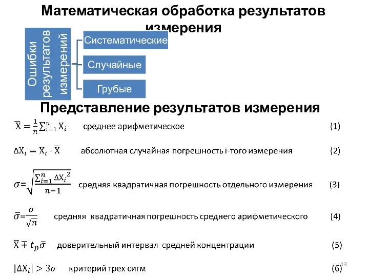 Математическая обработка результатов измерения Представление результатов измерения