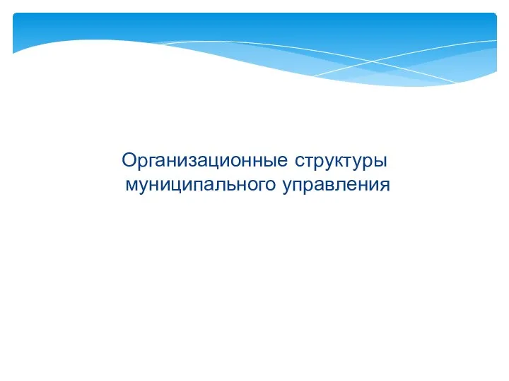 Организационные структуры муниципального управления Организационные структуры муниципального управления