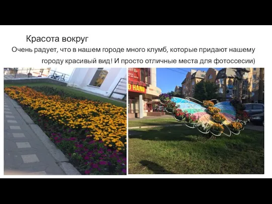 Очень радует, что в нашем городе много клумб, которые придают нашему