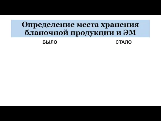 Определение места хранения бланочной продукции и ЭМ БЫЛО СТАЛО