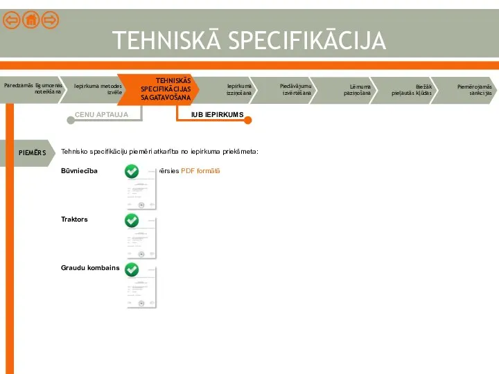 Tehnisko specifikāciju piemēri atkarība no iepirkuma priekšmeta: Būvniecība Piemēri atvērsies PDF