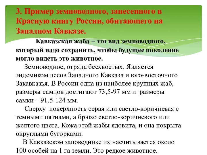 3. Пример земноводного, занесенного в Красную книгу России, обитающего на Западном