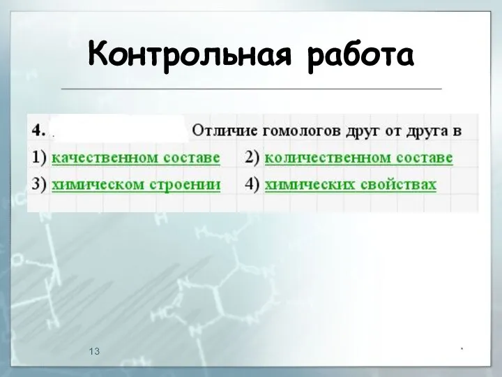 Контрольная работа *