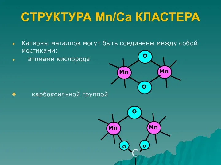 Катионы металлов могут быть соединены между собой мостиками: атомами кислорода карбоксильной