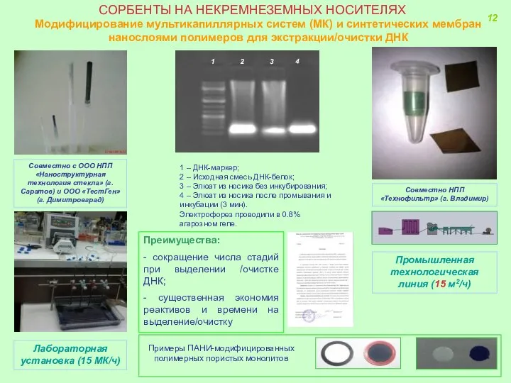 СОРБЕНТЫ НА НЕКРЕМНЕЗЕМНЫХ НОСИТЕЛЯХ Преимущества: - сокращение числа стадий при выделении