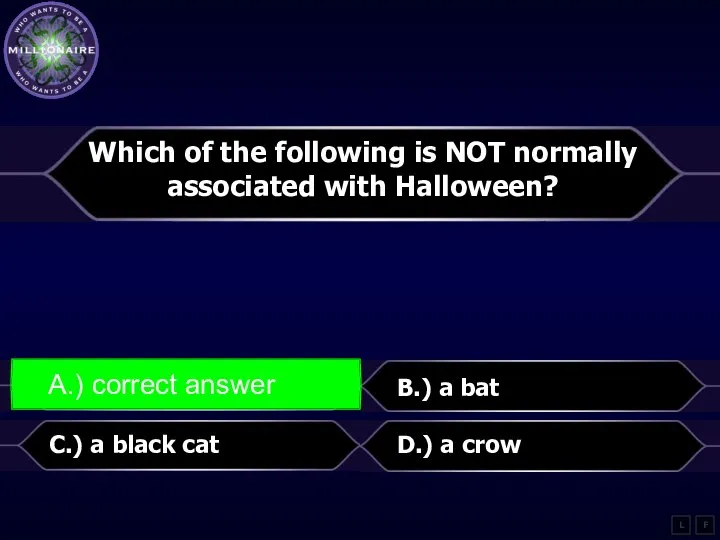 Which of the following is NOT normally associated with Halloween? A.)