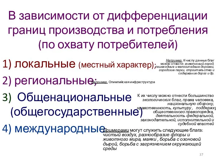 В зависимости от дифференциации границ производства и потребления (по охвату потребителей)