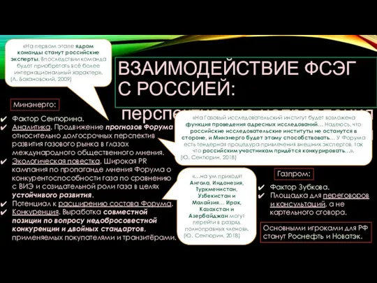 ВЗАИМОДЕЙСТВИЕ ФСЭГ С РОССИЕЙ: перспективные направления развития Минэнерго: Газпром: Фактор Зубкова.
