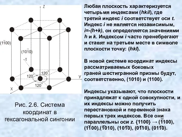 Любая плоскость характеризуется четырьмя индексами (hkil), где третий индекс i соответствует