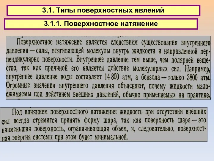 3.1. Типы поверхностных явлений 3.1.1. Поверхностное натяжение