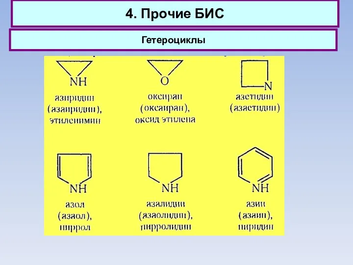 4. Прочие БИС Гетероциклы