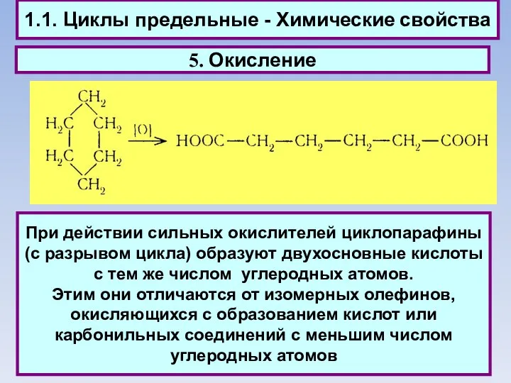 1.1. Циклы предельные - Химические свойства 5. Окисление При действии сильных