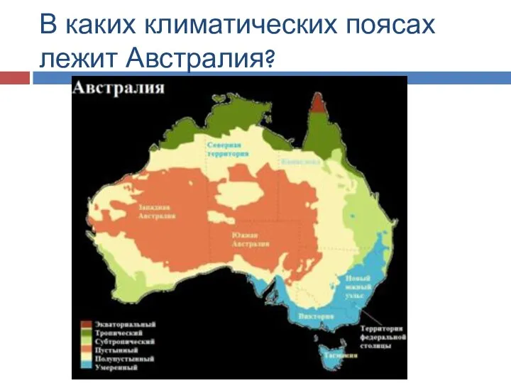 В каких климатических поясах лежит Австралия?