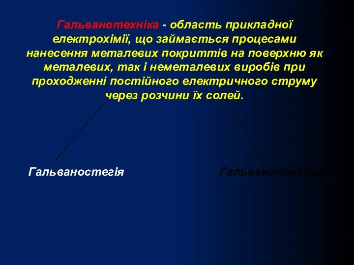 Гальванотехніка - область прикладної електрохімії, що займається процесами нанесення металевих покриттів