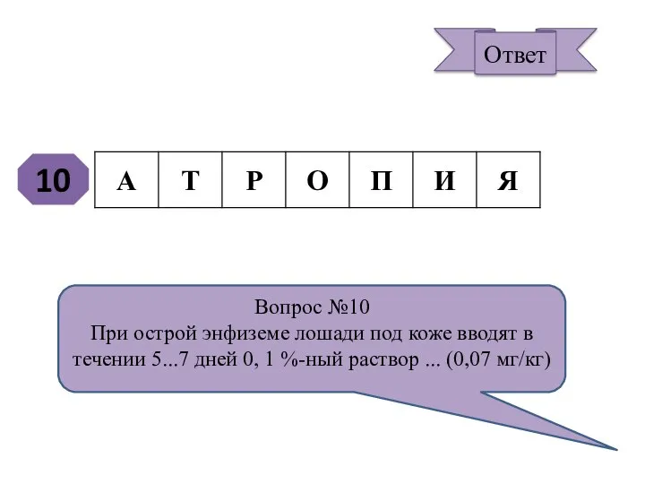 10 Вопрос №10 При острой энфиземе лошади под коже вводят в