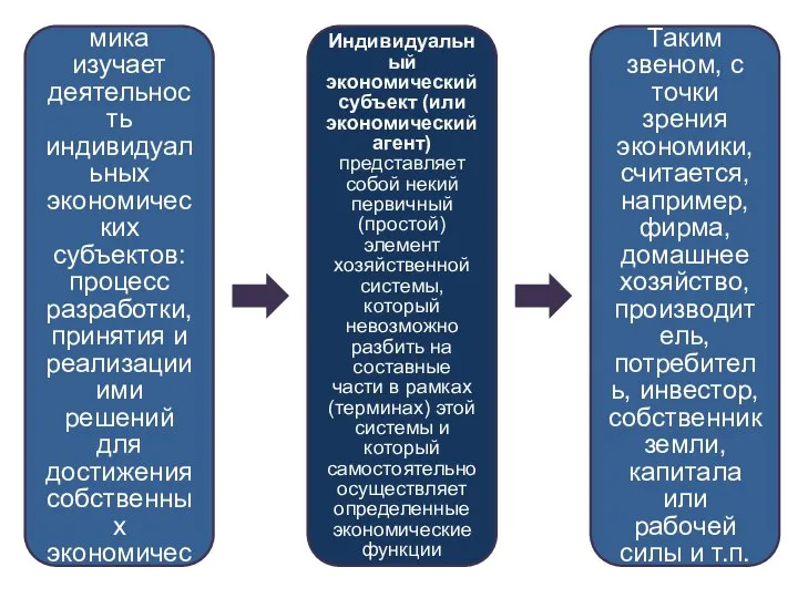 Микроэкономика изучает деятельность индивидуальных экономических субъектов: процесс разработки, принятия и реализации