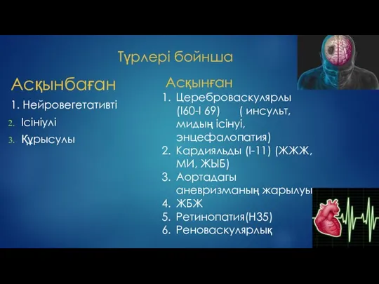 Асқынбаған 1. Нейровегетативті Ісініулі Құрысулы Түрлері бойнша Асқынған Цереброваскулярлы (I60-I 69)