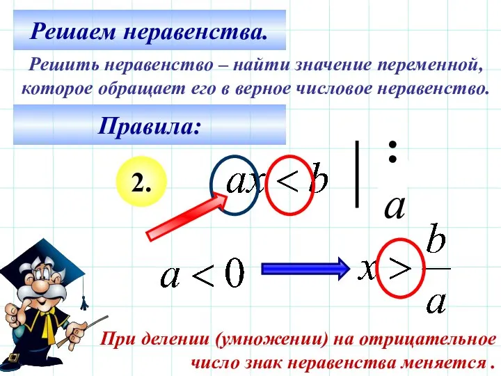 Решаем неравенства. Решить неравенство – найти значение переменной, которое обращает его